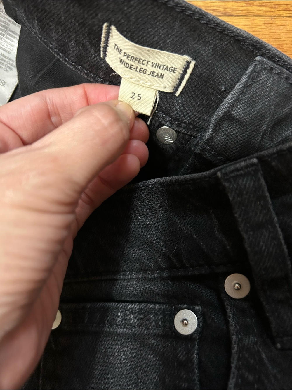 MADEWELL Women's Size 25 Washed Black Perfect Vintage High Rise Wide Leg Jeans - Picture 5 of 9